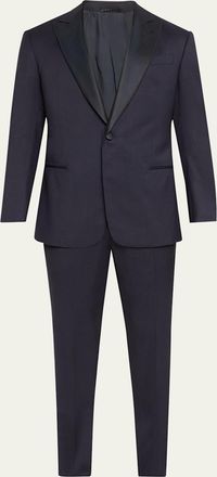Giorgio Armani Mens Silk-Lapel Micro-Pattern Suit