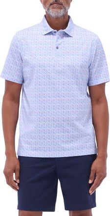 Bugatchi Victor OoohCotton Geo Print Polo in Pink at Nordstrom, Size Xxx-Large