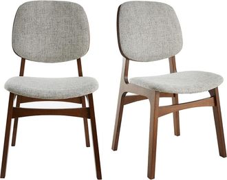 Miliboo Miliboo - Set De 2 Sillas Vintage De Tela Gris Claro Y Patas De Nogal Soquette