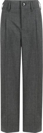 Ami Grey Tailored Pleated Wool Pants
