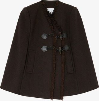 Ganni Brown Cape in Wool - Size 8/10