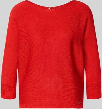 More & More More & More Strickpullover mit U-Boot-Ausschnitt und Label-Detail in Rot, Gr&ouml;&szlig;e 34