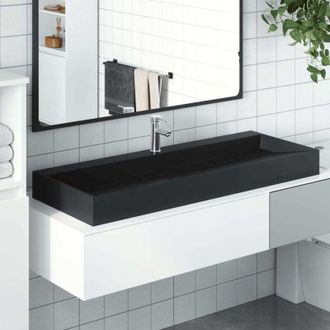 vidaXL Vidaxl - Lavabo De Fundici&oacute;n De Mineral/m&aacute;rmol Negro Mate 120x46x11 Cm