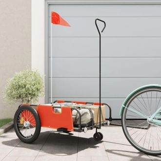 vidaXL Vidaxl - Remolque Para Bicicletas Tela Oxford Y Hierro Naranja Y Negro