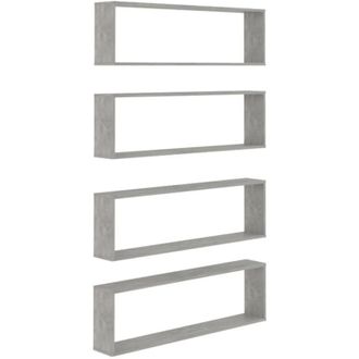 vidaXL Vidaxl - Wall Cube Shelf 4 pcs Concrete Grey 100x15x30 cm Engineered Wood