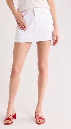 L'agence Paris Denim Micro Miniskirt in Blanc/Scarlet Red Contrast at Nordstrom Rack, Size 28