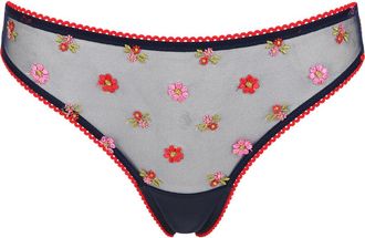 Huit Bisou Lace Tanga in Navy at Nordstrom, Size X-Small