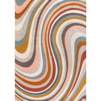 Jonathan Y Designs Flow Abstract Swirl Area Rug in Red/beige/blue at Nordstrom, Size 8Ft 0In X 10Ft 0In