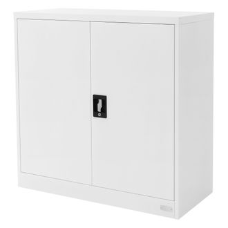 ML Design Archivador De Oficina 90x40x90cm Acero Blanco Armario Independiente Con Auxiliar Met&aacute;lica Con 2 Puertas Y 2 Estantes Regulables En Altura Mueble Para 