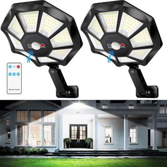 OEM Unidades - Focos Solares Para Exteriores De 168 Led - 6500k - Sensor De Movimiento - Con Control Remoto - Paquete De 2