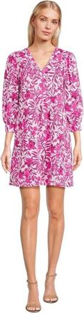 Lilly Pulitzer Cass Mini Dress Womens Pink Floral Puff Sleeve Cottage GBO1310