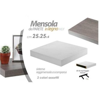 Trade Shop Trade Shop - Mensola Da Parete In Legno Mdf Con Kit Montaggio 25x25x4 Cm 2 Colori Ass 704710