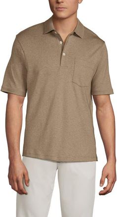 Lands End Short Sleeve Cotton Supima Polo Shirt with Pocket in Toasted Rye Heather at Nordstrom, Size Xx-Large