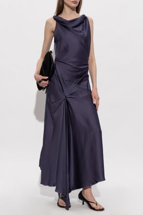 Victoria Beckham Asymmetrical Cut Dress, Womens, Navy Blue