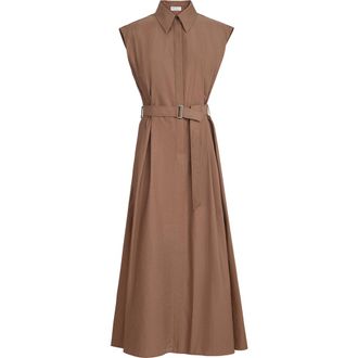 Brunello Cucinelli Texture twill Chemisier dress in Brown at Nordstrom, Size 3X-Large Eu