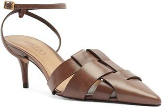 Arezzo Marissa Ankle Strap Pointed Toe Pump in New Cocoa at Nordstrom, Size 8.5
