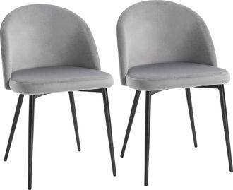 HOMCOM Modern Upholstered Fabric Bucket Seat Dining Chairs Set of 2 Grey | TJ Hughes