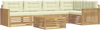 vidaXL Conjunto De Sof&aacute;s De Exterior 6 Uds. Blanco Y Crema Poli&eacute;ster Vidaxl