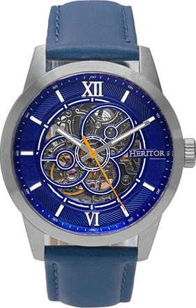 Heritor Jonas Leather-Band Skeleton Watch