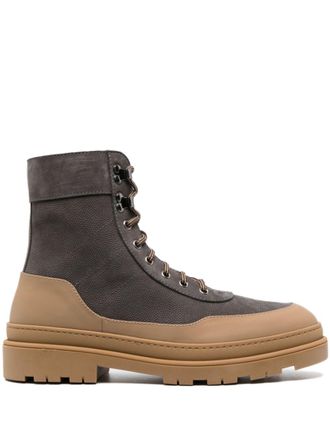 Brunello Cucinelli Stivali in pelle stringati - Grigio