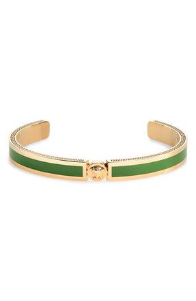 Versace Enamel Cuff Bracelet in Versace Gold Green Grass at Nordstrom, Size X-Large