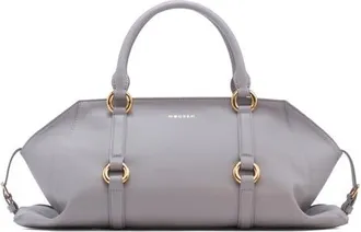Alexander McQueen Medium Farringdon Leather Satchel in Grey/gold at Nordstrom