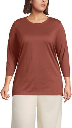 Lands End 3/4 Sleeve Cotton Supima Tunic in Earthen Clay at Nordstrom, Size 1X