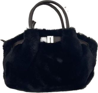 Generic Compatible For Fall Winter Plush Crossbody Bag Belted Handbag Small Tote Cute Fluffy Fur(Black)