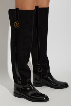 Dolce & Gabbana Over-the-knee Suede Boots, Womens, Black