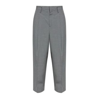 Jil Sander Suit Trousers, male, Gray, Size: M Wool Pleated Trousers