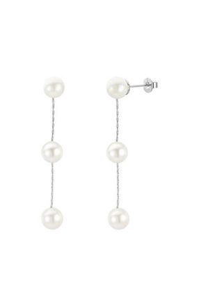 Untamed Petals Lilly Pearl Drop Earrings in Silver at Nordstrom