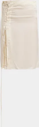 Ferragamo Lace-Up Satin Knee-Length Skirt