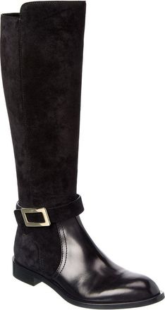 Roger Vivier Suede & Leather Knee-High Boot