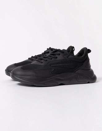 HUGO BOSS Mens HUGO Leon Mens Logo-counter trainers with canvas-effect fabric - Black 006 - Size: 10
