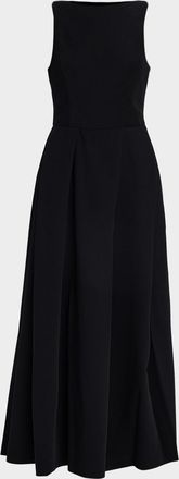 Emporio Armani Bateau-Neck Pleated Cady Maxi Dress