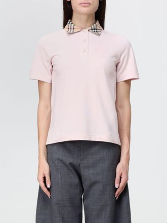 Burberry Polo in cotone con colletto a fantasia check e logo EKD ricamato