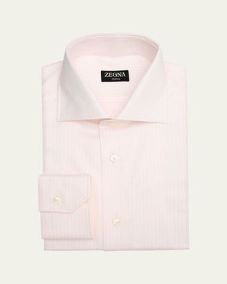 Ermenegildo Zegna Mens Candy Stripe Trofeo Twill Dress Shirt