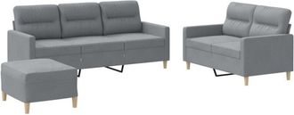vidaXL Vidaxl - Juego De Sof&aacute;s Con Cojines 3 Piezas Tela Gris Claro