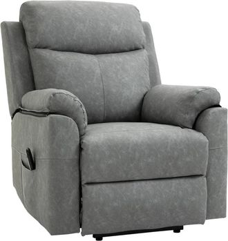 HOMCOM Power Lift Chair Electric Riser Recliner for Elderly - Faux Leather Sofa Lounge Armchair with Remote Control and Side Pocket - Grey | TJ Hughe