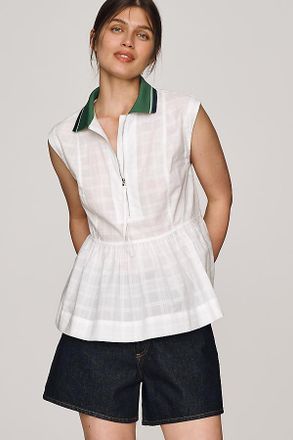 Maeve 100% Cotton Zip-Front Top