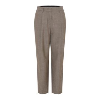 Julie Fagerholt - Heartmade Straight Trousers, female, Brown, L, Elegant Sand Melange Trousers