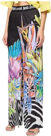 Just Cavalli Wijde broek met jungleprint - Dames - Wijde Broeken - Veelkleurig - XS - Broeken