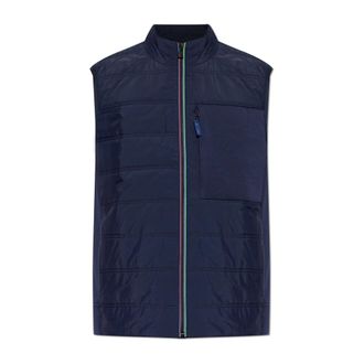 Paul Smith Vests, male, Blue, Size: 2XL Turtleneck Vest with Quilted Front