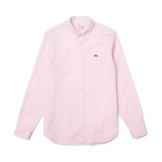 Lacoste Geknoopte kraag - Heren - Casual Overhemden - Roze - XL - Katoen - Overhemden