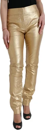 Dolce & Gabbana Gold High Waist Skinny Women Metallic Womens Pants (Pre-Owned)