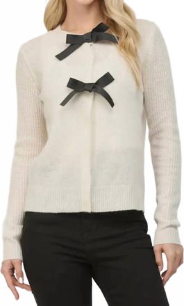 Fate Bow Trimmed Cardigan In Cream