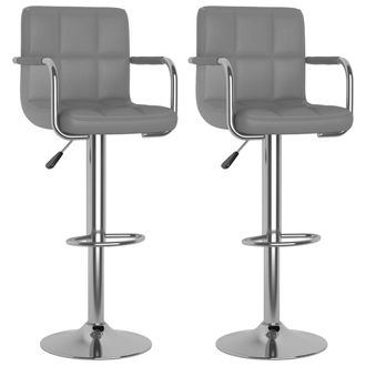 vidaXL Vidaxl - Taburetes De Cocina 2 Unidades Cuero Sint&eacute;tico Gris