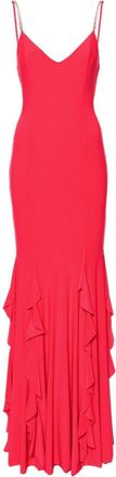 Nissa ruffled chiffon maxi dress - women - Spandex/Elastane/Polyester - 38 - Red