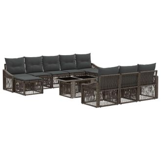 vidaXL Set Divano Da Giardino 11 Pz Grigio E Grigio Scuro Polyrattan Vidaxl