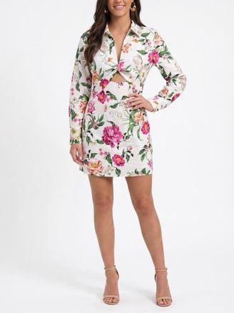 Rachel Roy Patton Long Sleeve Poplin Mini Dress in Eggshell Blossom at Nordstrom, Size 10